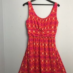 Multicolor pink floral tie dye style sun dress L